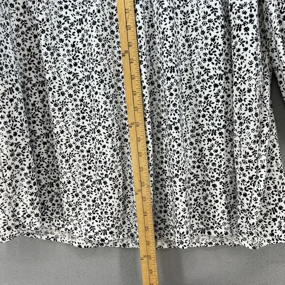 Adrianna Papell Top Women's 3X Black White Floral Print Tunic Flowy Long Sleeve - Picture 9 of 10